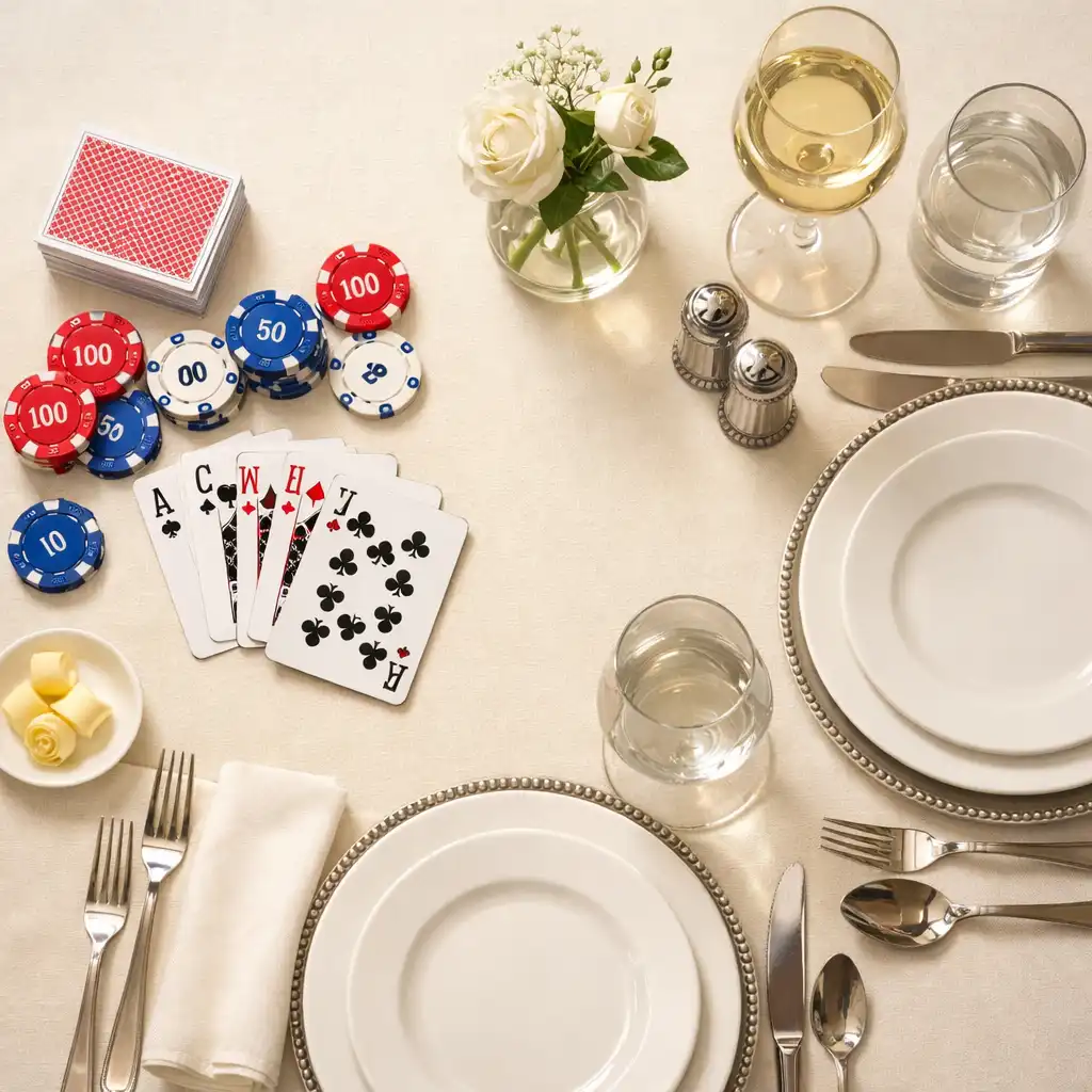Goście podczas kolacji i wieczoru pokerowego